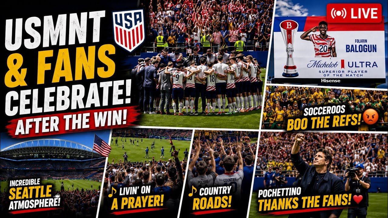 🇺🇸 USMNT & Fans Celebrate Win! Live in Seattle 🎶 Take me Home, Country Roads, Livin&rsquo; on a Prayer