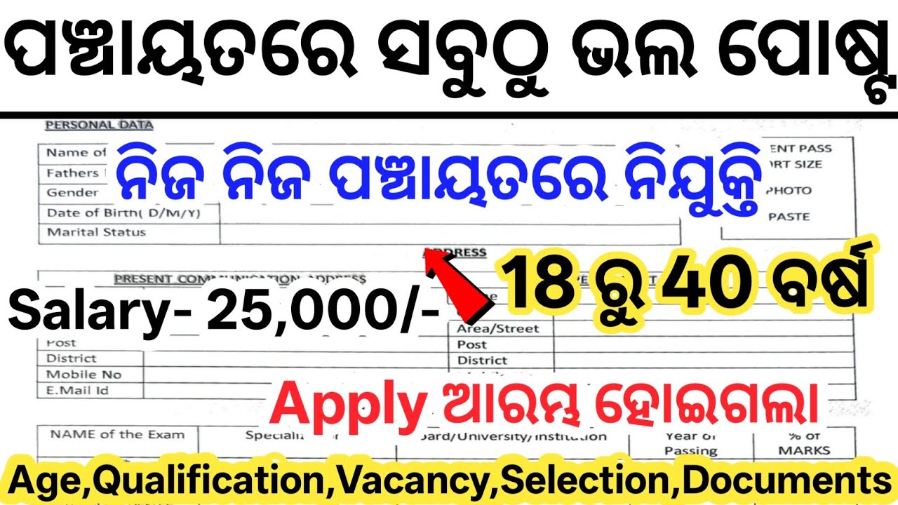 Odisha Panchayat Job Vacancy 2026// Panchayat Govt Jobs in Odisha// Latest Government Jobs 2026
