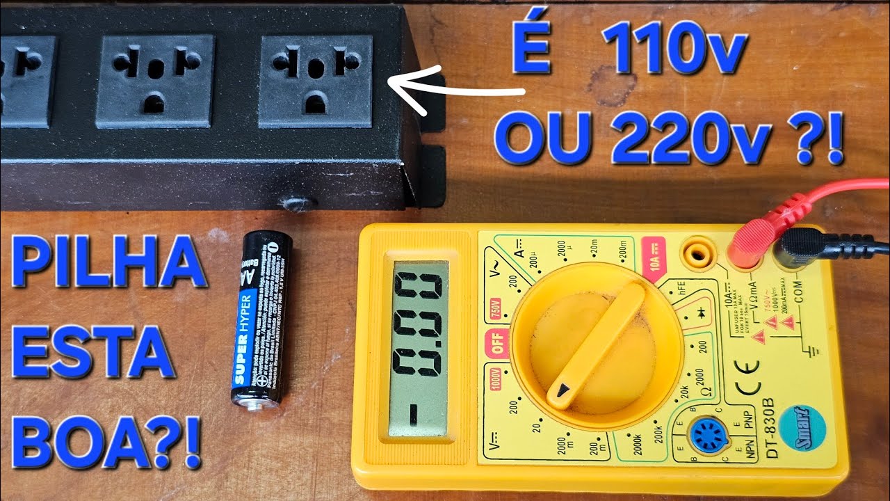 Como usar MULTIMETRO para medir PILHA E TOMADA!  RÁPIDO E FÁCIL!