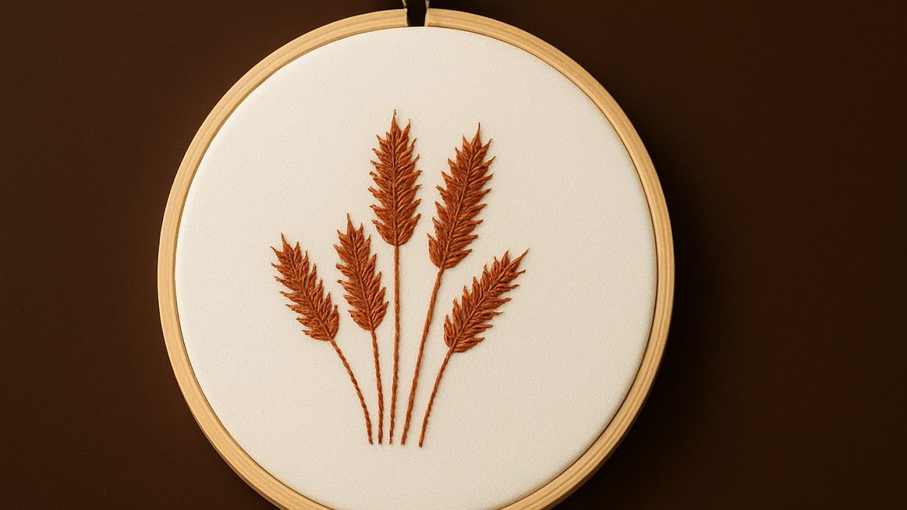 Simple Wheat Embroidery Design | Easy Step-by-Step Tutorial