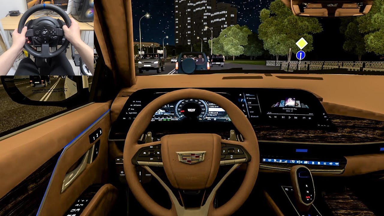 City Car Driving - 2023 Cadillac Escalade | Night Drive [Steering Wheel Gameplay]