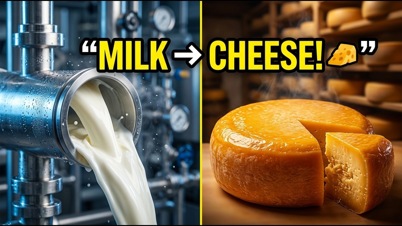 From Milk to Cheese in a Massive AI Factory 🧀  Ultra Realistic Cinematic Food Production Process