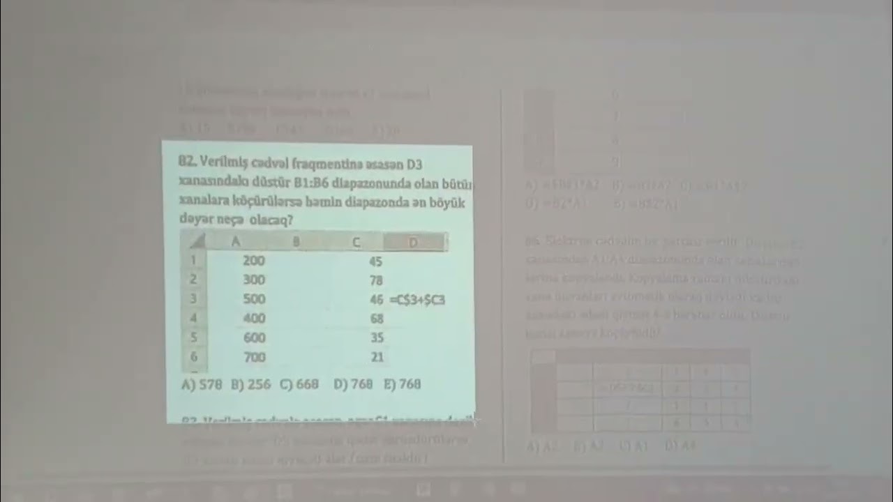 Yeni Codera. Excel N80-N85 suallarının ətraflı izahı.