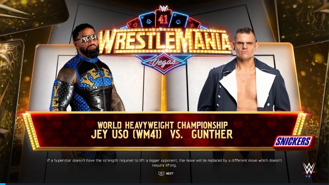 WWE 2K25 Jey Uso VS Gunther WORLD HEAVYWEIGHT CHAMPIONSHIP WM41 Day 1