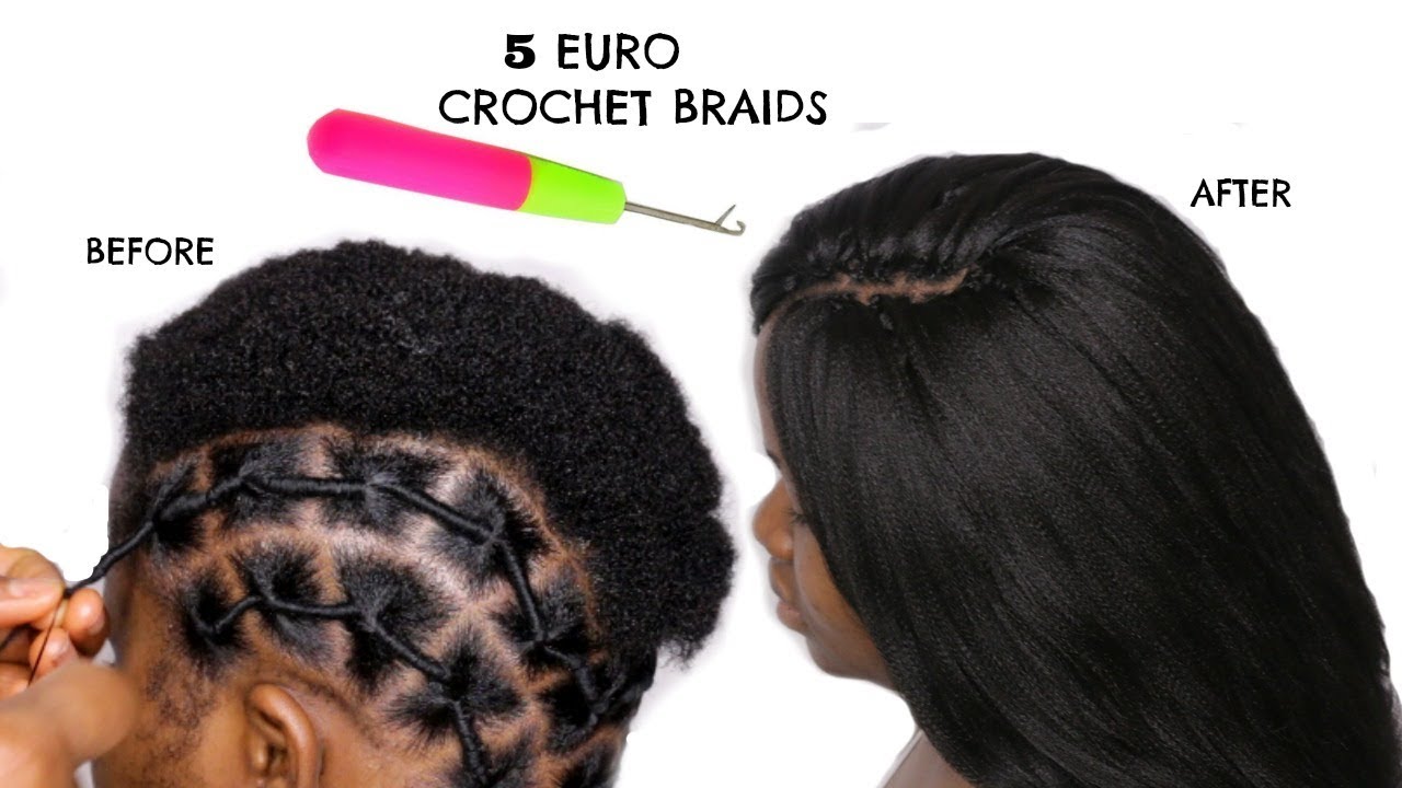 BRAIDLESS CROCHET BRAIDS ON TWA HAIR | AFRICAN THREADING METHOD