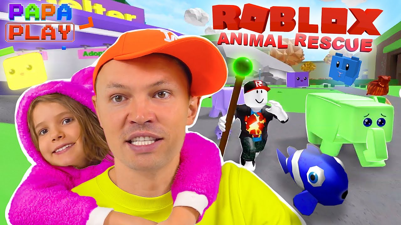 Дошел до саванны в Animal Rescue Roblox. Накормил ежика и слона рыбой :)