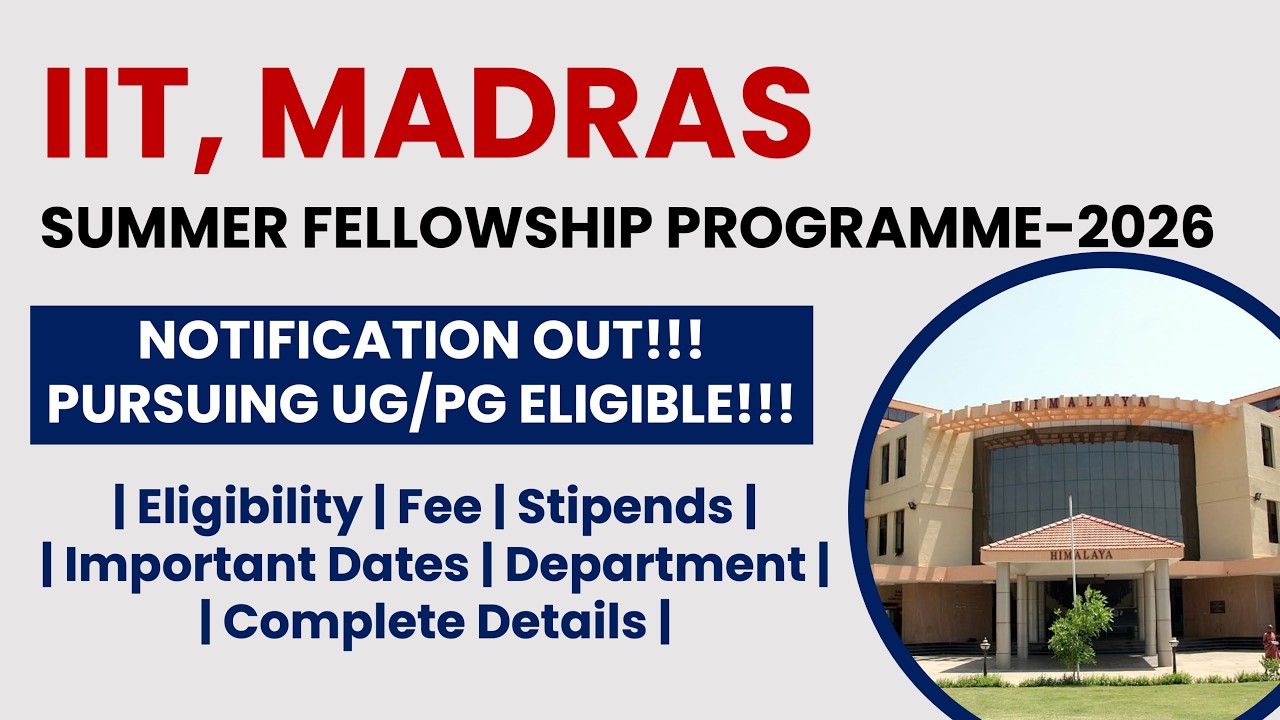 IIT Madras Summer Fellowship Programme 2026 | Apply Now! | The Researchist
