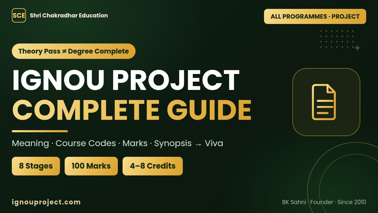 IGNOU Project: Complete Guide &mdash; Meaning, Course Codes, Marks, Synopsis to Viva (All Programmes)