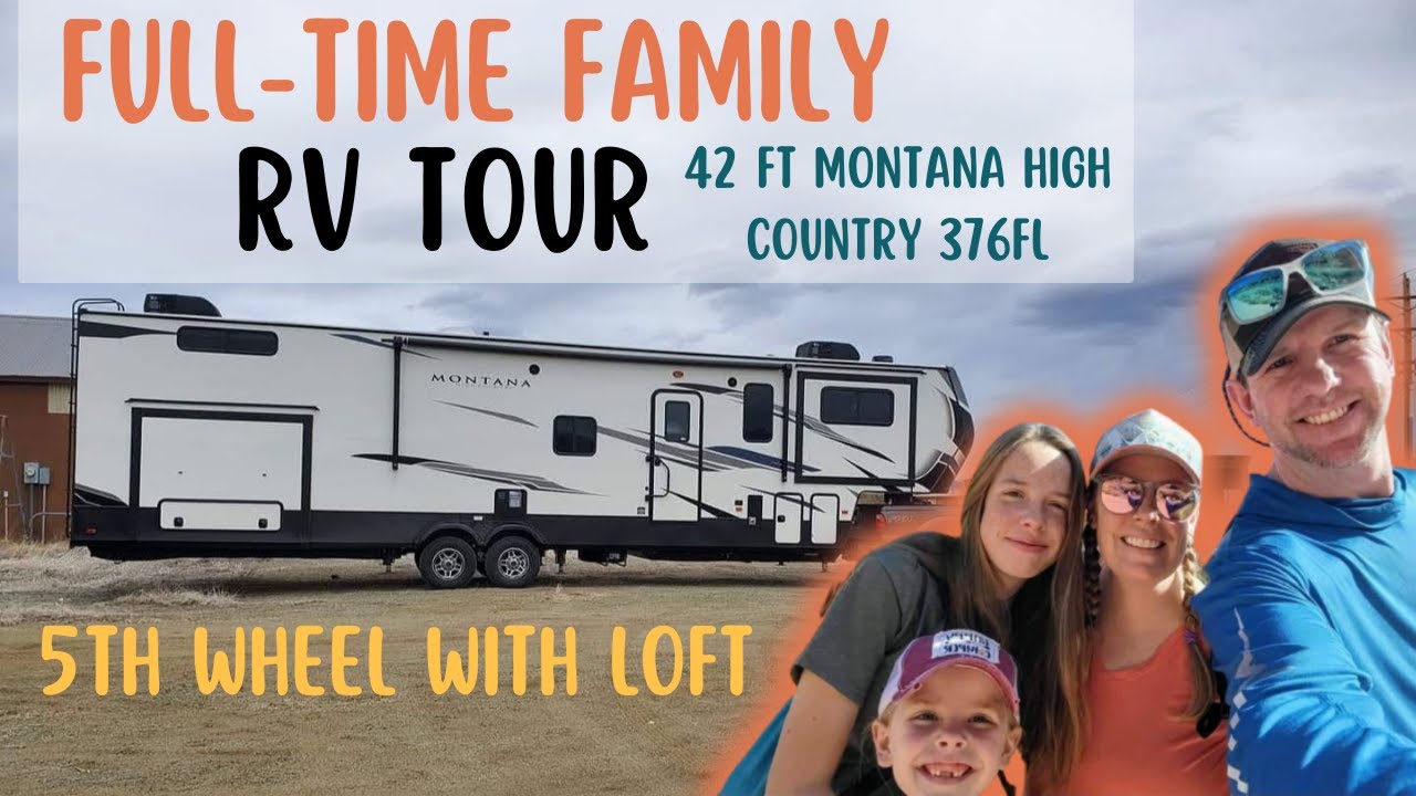 RV Tour Full Time RV Family of Four Montana High Country 376FL 5th Wheel With Loft & Front Living Rm