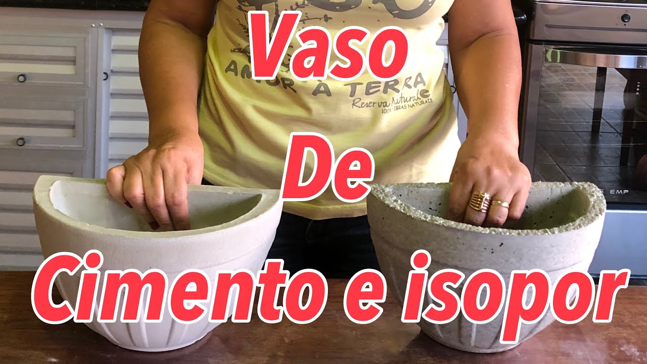 FAÇA VOCÊ MESMO! VASO MEIA LUA DE CIMENTO COM ISOPOR.