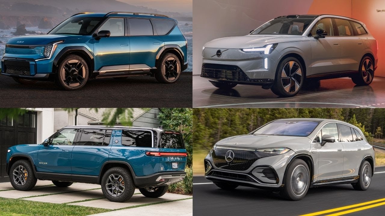 Kia EV9 2024 года, Volvo EX90, внедорожник Mercedes Benz EQS и Rivian R1S