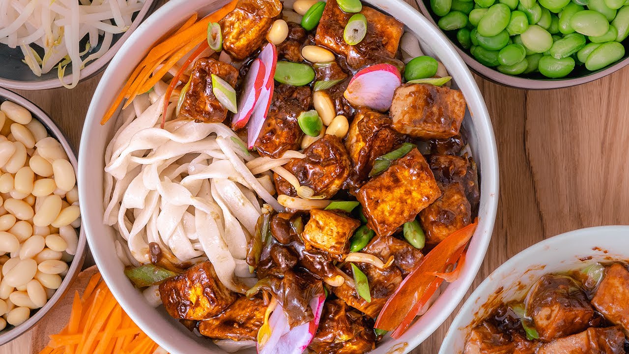 Tofu Recipe | How to Make Vegan Noodle Bowl with Tofu and Soybean Paste- [EASY Homemade Noodles]