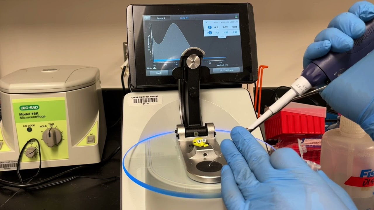 Using a nanodrop spectrophotometer