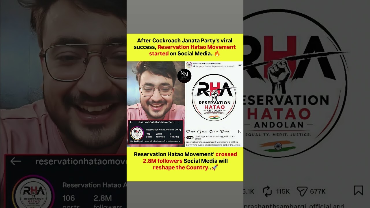 🔥 Reservation Hatao Movement Goes VIRAL? 2.8M Followers in Record Time! 🚀 #shorts #jago
