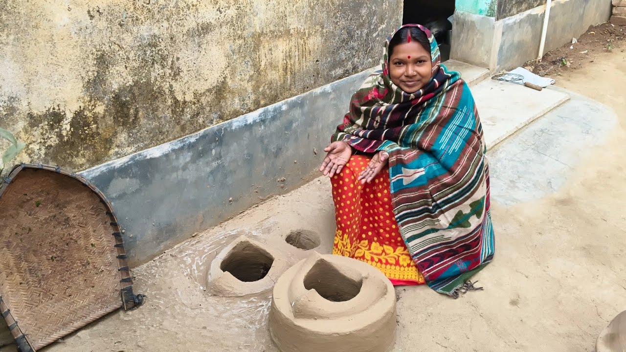 সংক্রান্তিতে  পিঠে খাওয়ার জন্য আমি এই উনুন দুটো বানিয়েছি ll prapti vlogs