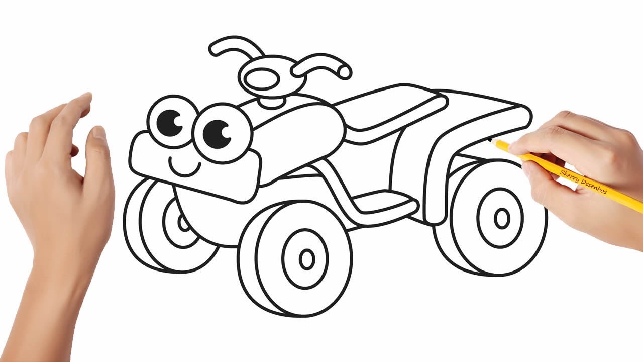 Como desenhar uma moto-quatro kawaii