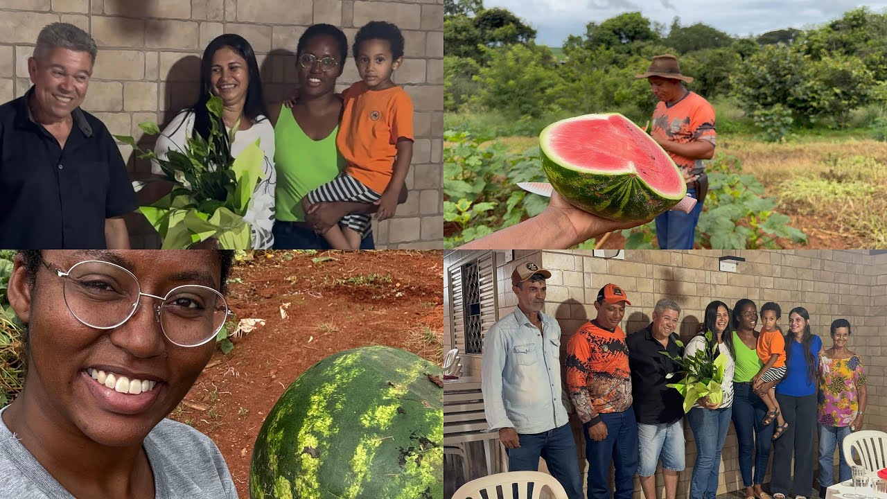 Dia de colheita e plantio//conhecendo inscrita do canal no dia do aniversário dela♥️família linda ♥️