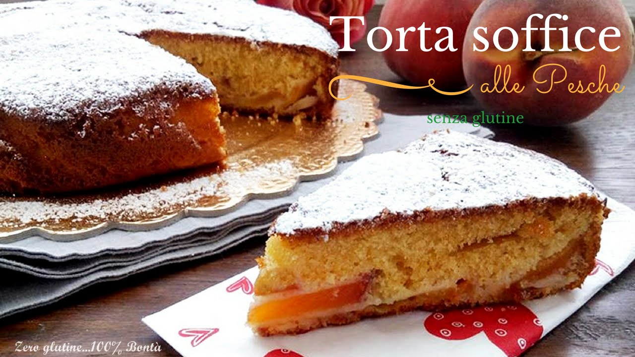 Torta soffice allo yogurt e pesche. Ricetta senza glutine