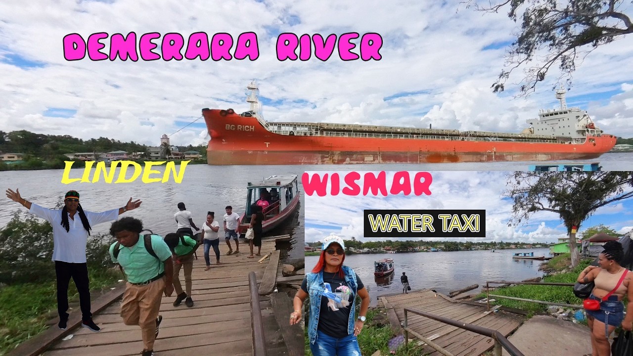 GUYANA--RIVER VIEW..LINDEN BAUXITE COMPANY & WATER TAXI..DEMERARA RIVER.