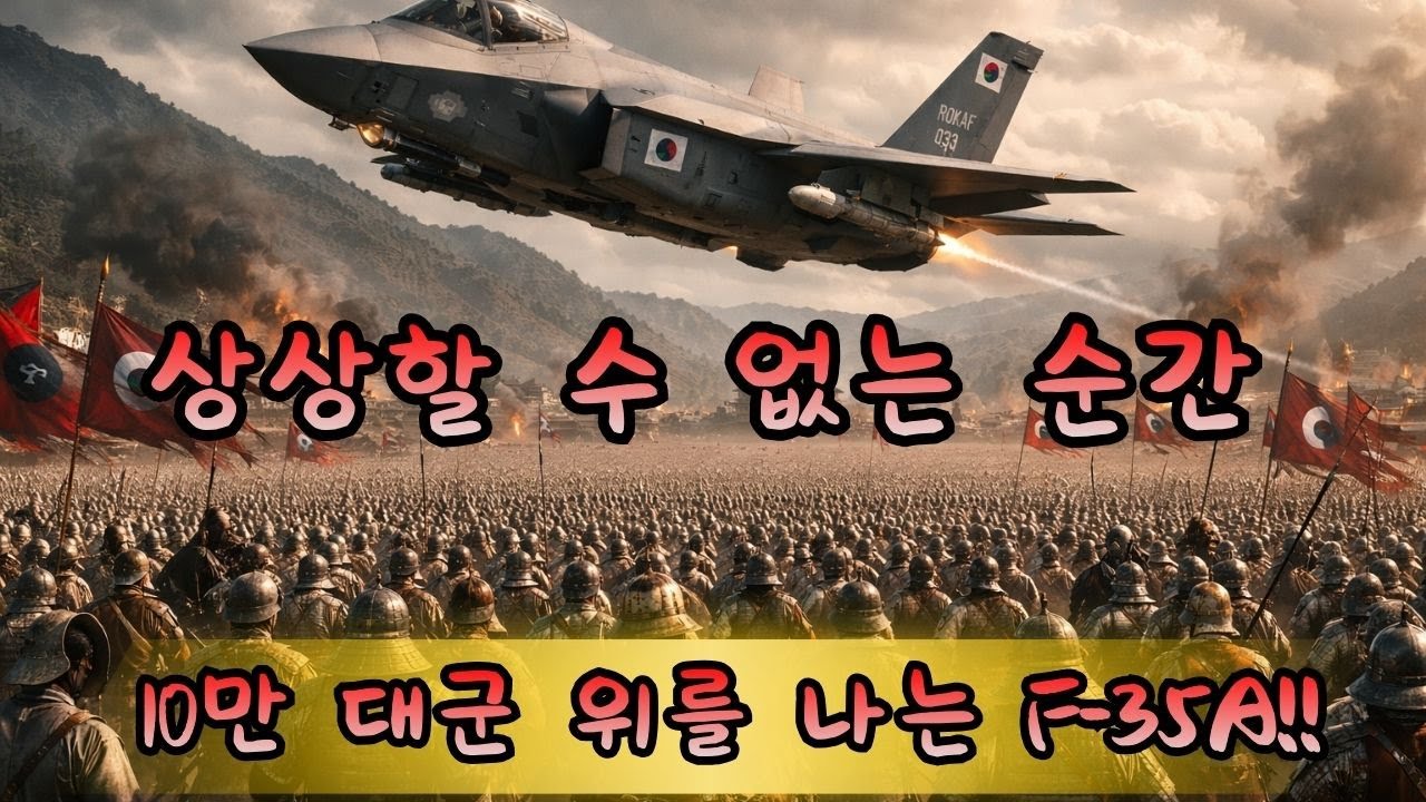 대한민국 공군의 스텔스 전투기 **F-35A Lightning II**가 1592년 전장의 하늘에 나타난다면 어떤 일이 벌어질까요?
