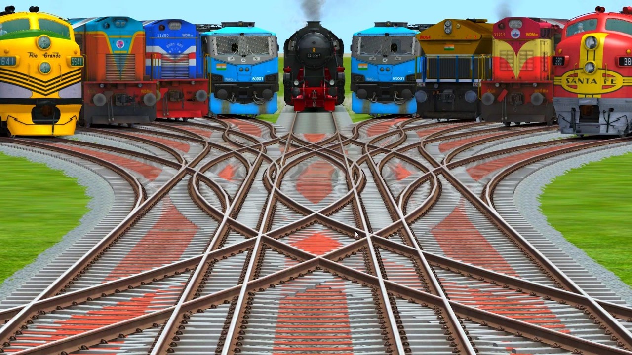All Realistic Trains Run At Diesel Bumpy Curves Railroad Tracks | diesel engine vs electric engine