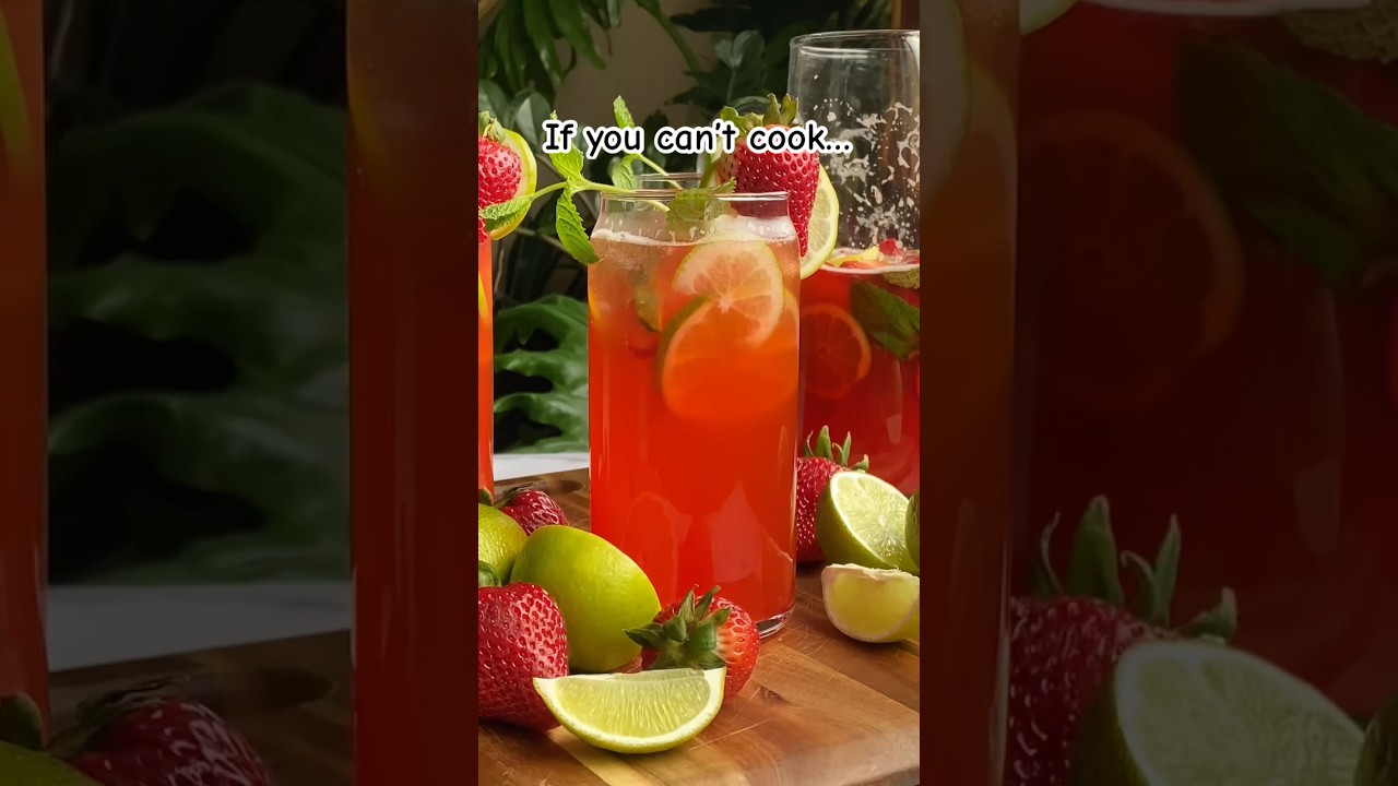 STRAWBERRY LIMEADE RECIPE🍓🍋&zwj;🟩 Find recipe on begreedyeats.com! #drinkrecipes #drinks #lemonade