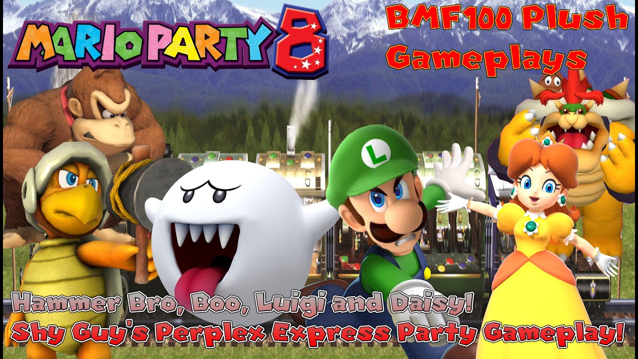 BMF100 Plush Gameplays Hammer Bro, Boo, Luigi & Daisy Mario Party 8 Shy Guy's Perplex Express Party!