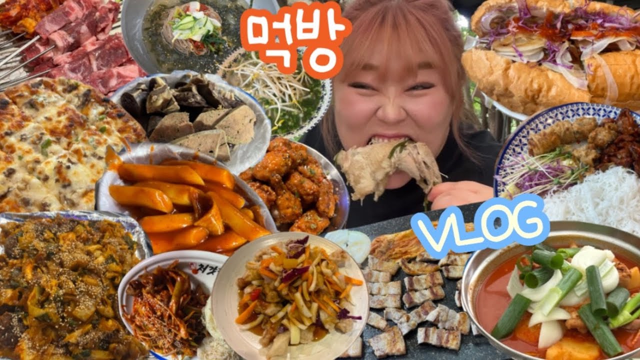 [먹방 브이로그] #75 마실텐데 ♪♬ ( 백숙 닭볶음탕 짬뽕 맵슐랭 야채곱창 처갓집 양꼬치 퀴즈노스 쌀국수 삼겹살 반미 분짜 떡볶이 김치볶음밥 라면 막국수 메밀전병 )