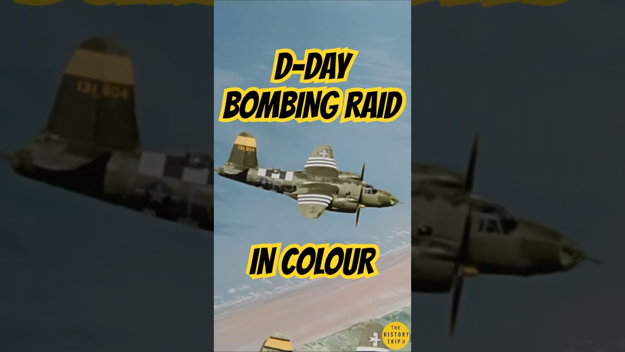 WW2 expertly colourised footage, bombing raid over Normandy June 1944 #history #normandy #ww2 #dday