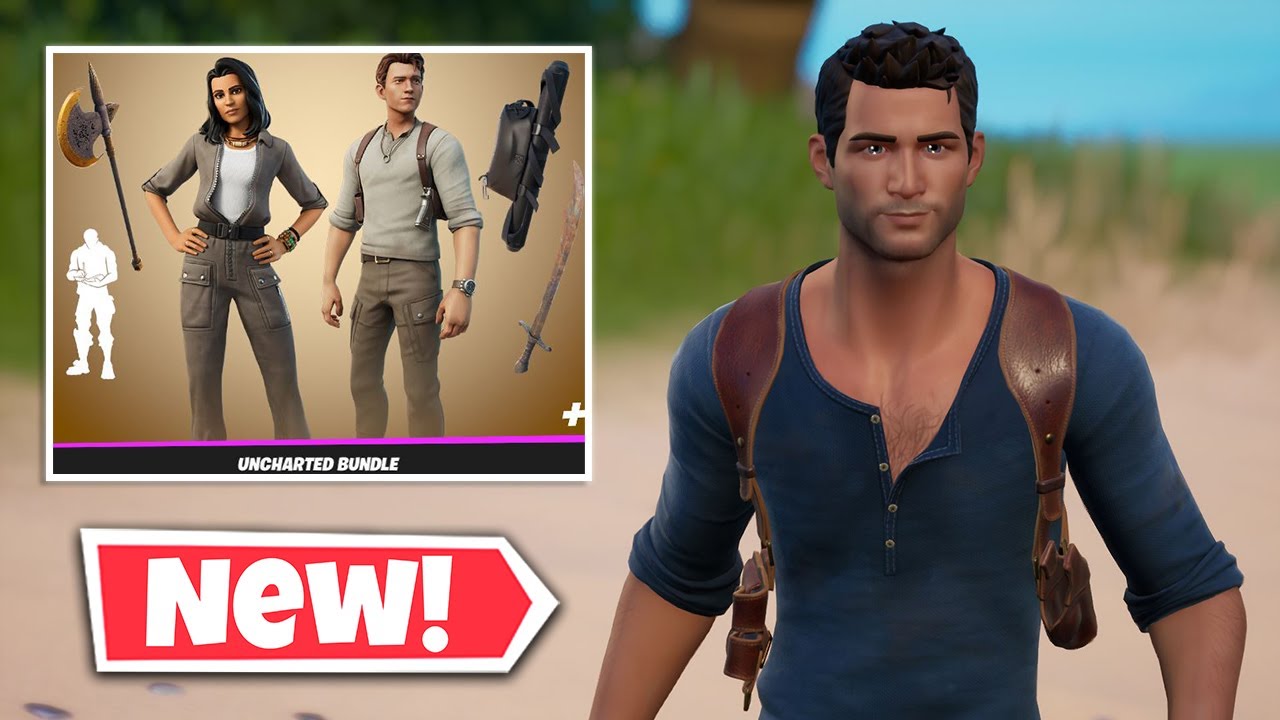 New UNCHARTED Bundle in Fortnite | NATHAN DRAKE & CHLOE FRAZER Skins | Gameplay & Review