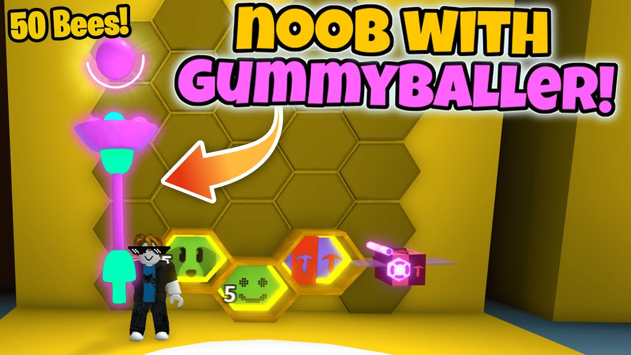 Noob With Gummyballer! Gets 50 Bees in 2 Hours! (Bee Swarm Simulator)