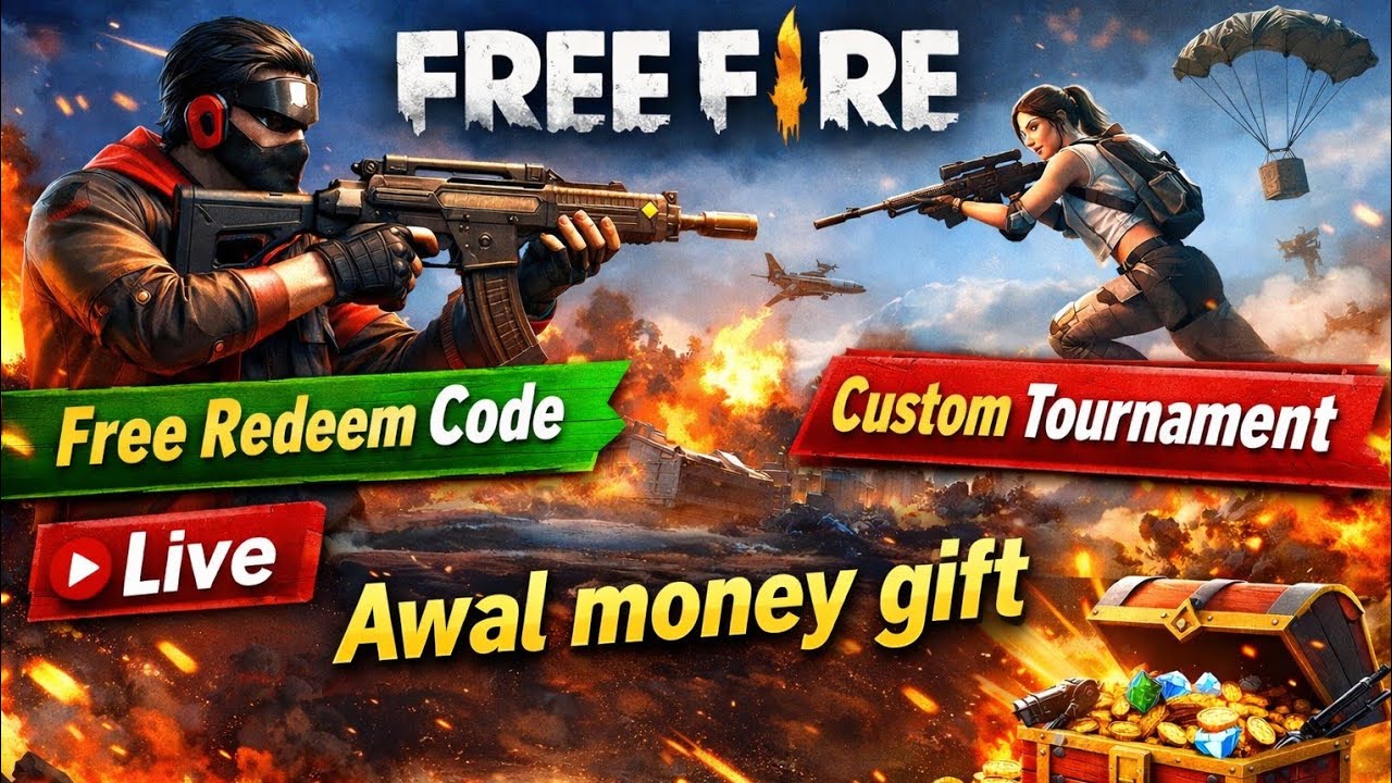 money gift FF  💰 is live!  FREE REDEEM CODE ।। #LIVE 🔴 custom tournament ..