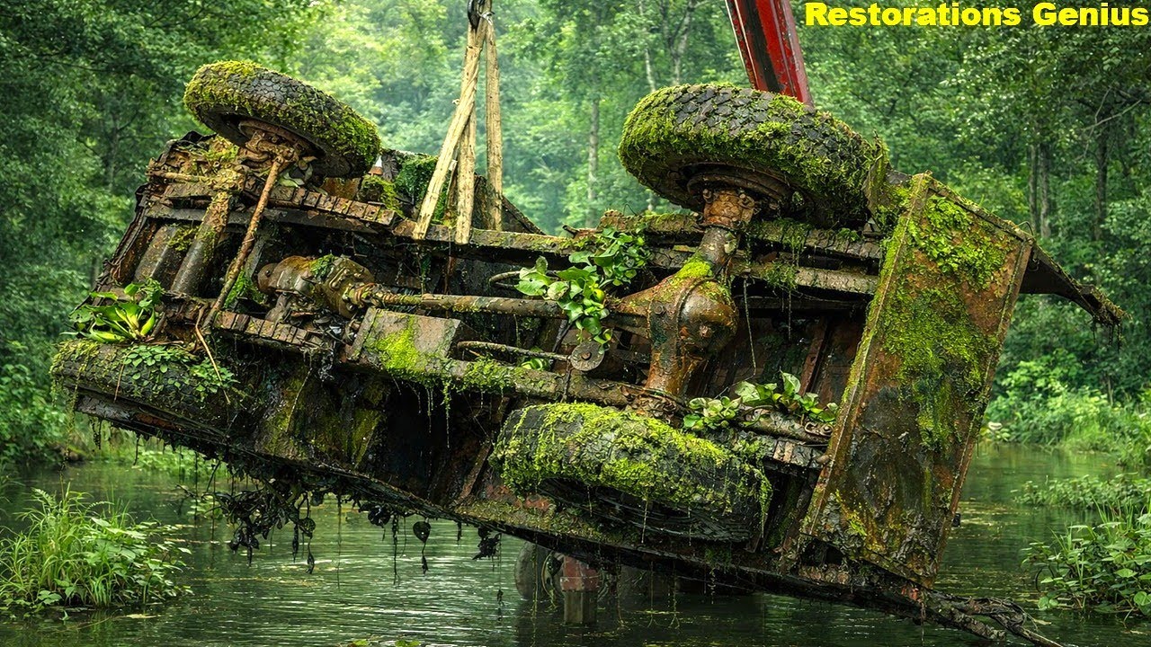 Restoration Genius Revives a Old Construction Truck Abandoned in a River for Years After an Accident