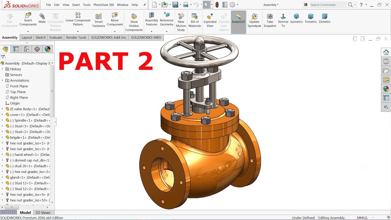 Solidworks tutorial | Design and Assembly of Stop valve in Solidworks Part 2