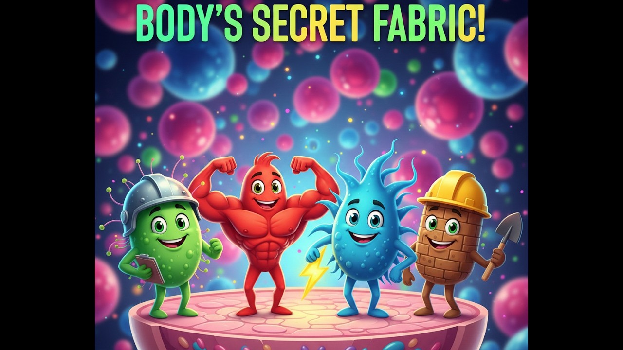 Inside Your Body’s Secret Fabric! 🧵🧠 | The 4 Super Tissues Explained (Cartoon Science for Kids!)