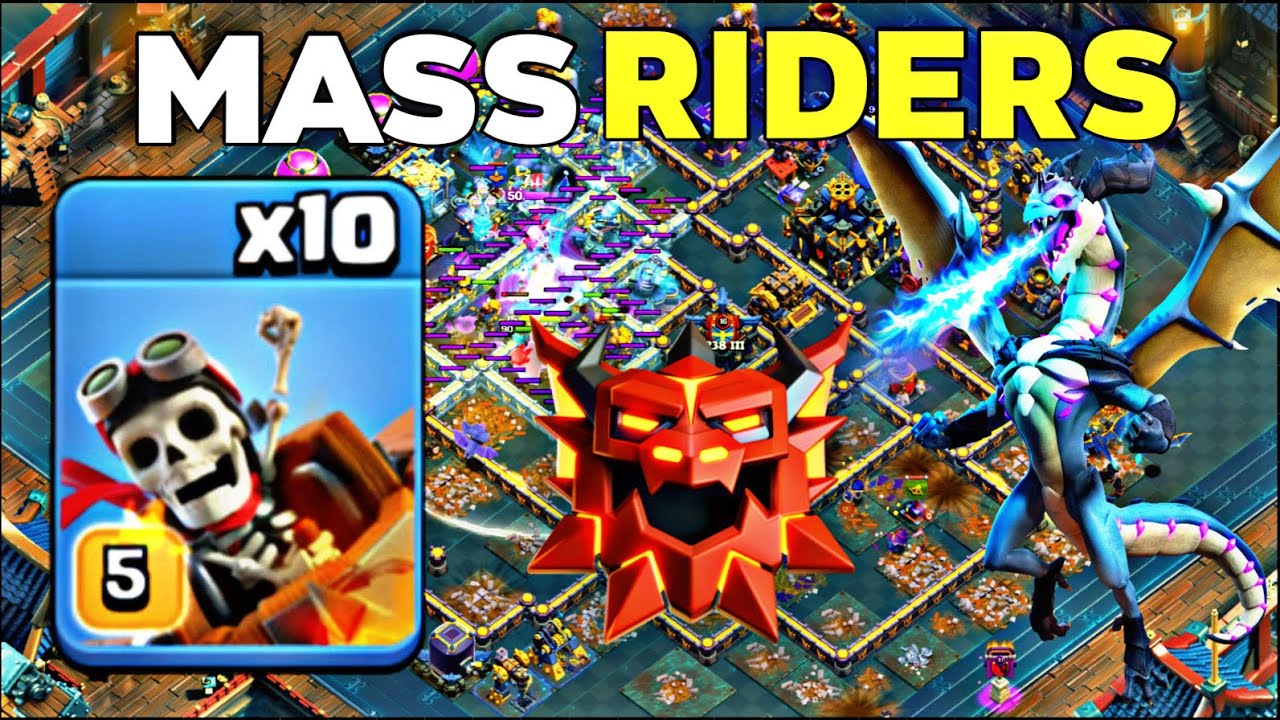 Power of TH17 Mass Dragon Rider Spam: RC Charge Battle Ranked Legend Attacks!