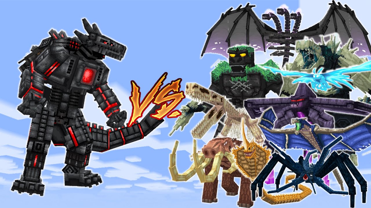 REDSTONEZILLA vs WARDENZILLA,WITHER GHIDORAH, GOLEM KONG | KAIJU CRAFT V4.5 | MINECRAFT PE BATTLE