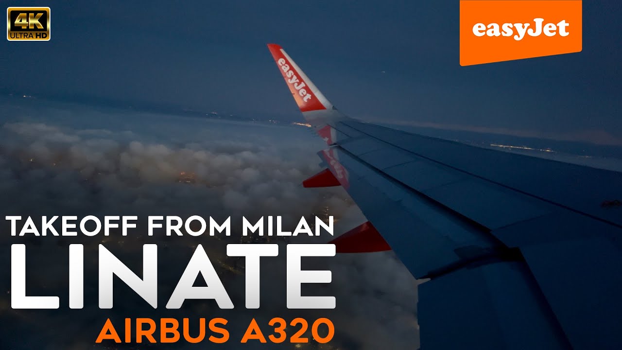 [4K] easyJet | Airbus A320-214 | LOW VISIBILITY TAKEOFF from Milan Linate Airport