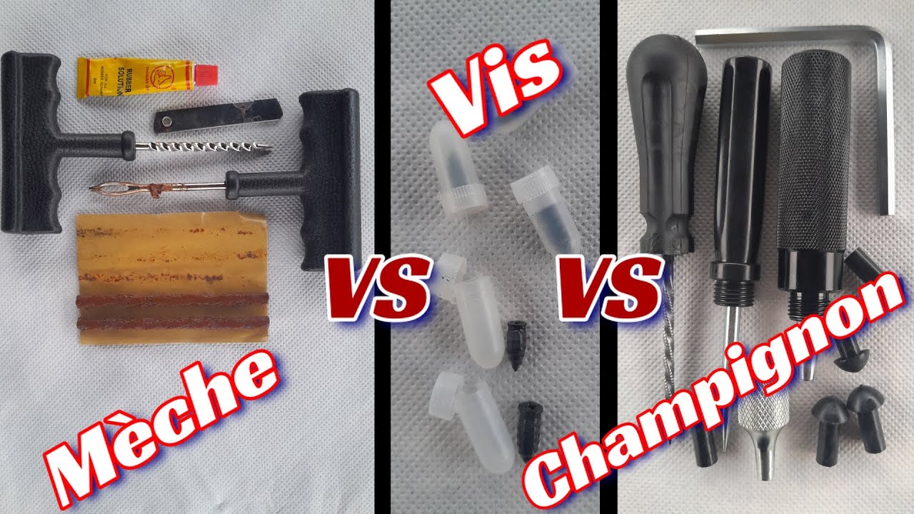 inside view: 3 SOLUTIONS de REPARATION de PNEU TUBELESS : meches VS vis VS champignon.
