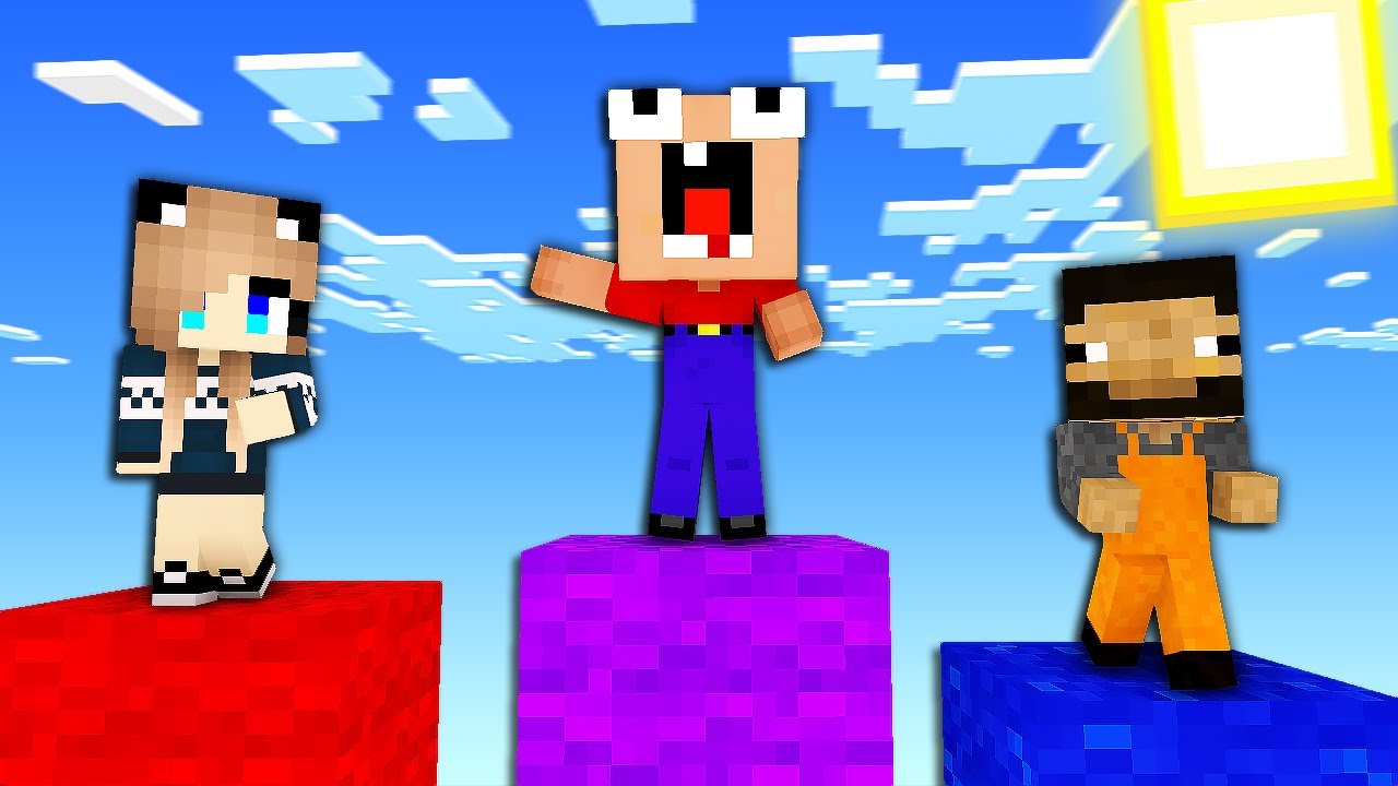 2 НУБА И ДЕВУШКА ПРО ИГРАЮТ В СТОЛБЫ В МАЙНКРАФТ ! БИТВА СТОЛБОВ В MINECRAFT