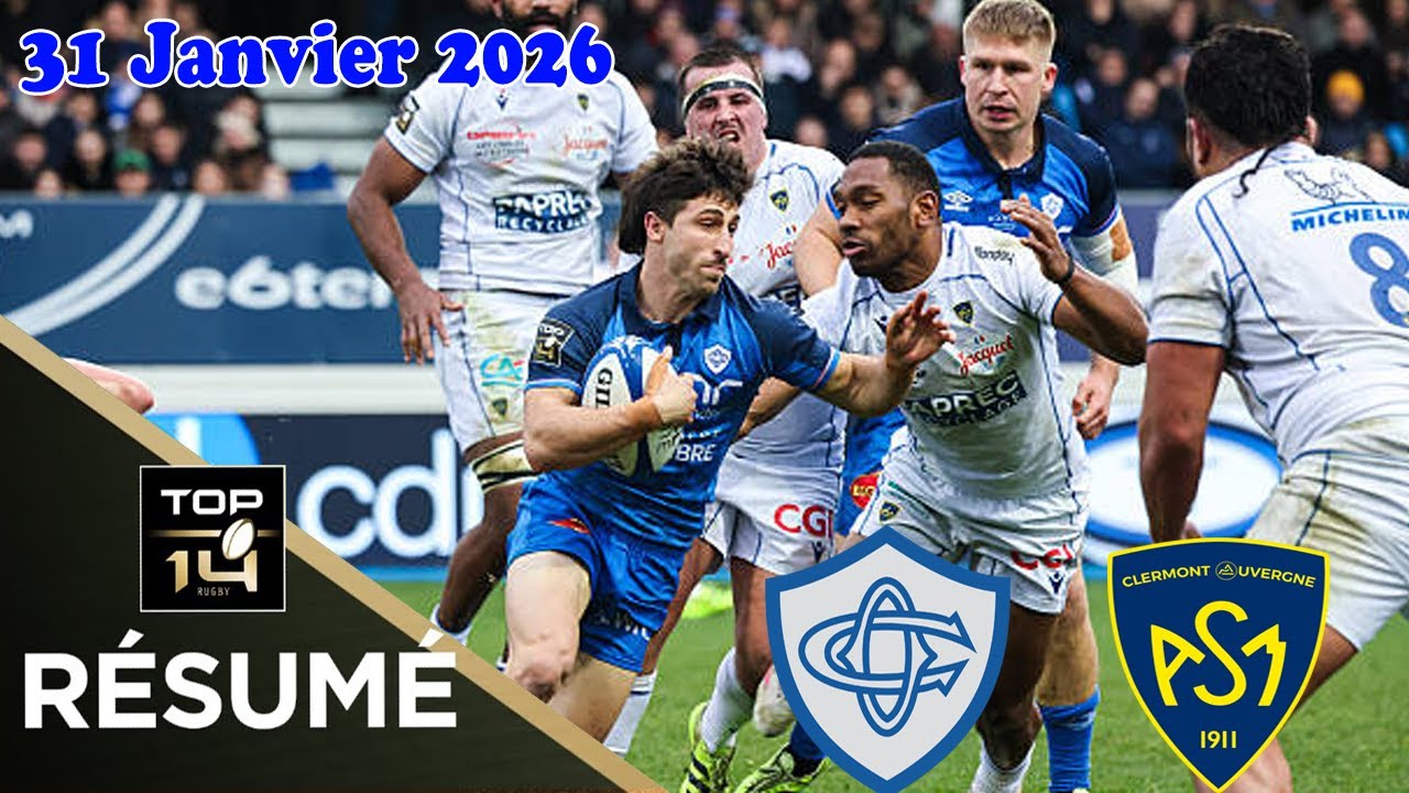 TOP14: Résumé partie complète Castres Olympique vs Clermont : J16 - Saison 2025/2026