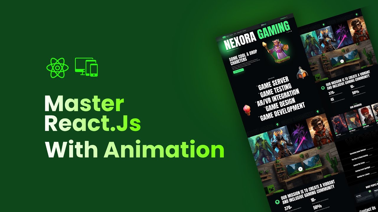 React.js projects for beginners build creative website  with animation