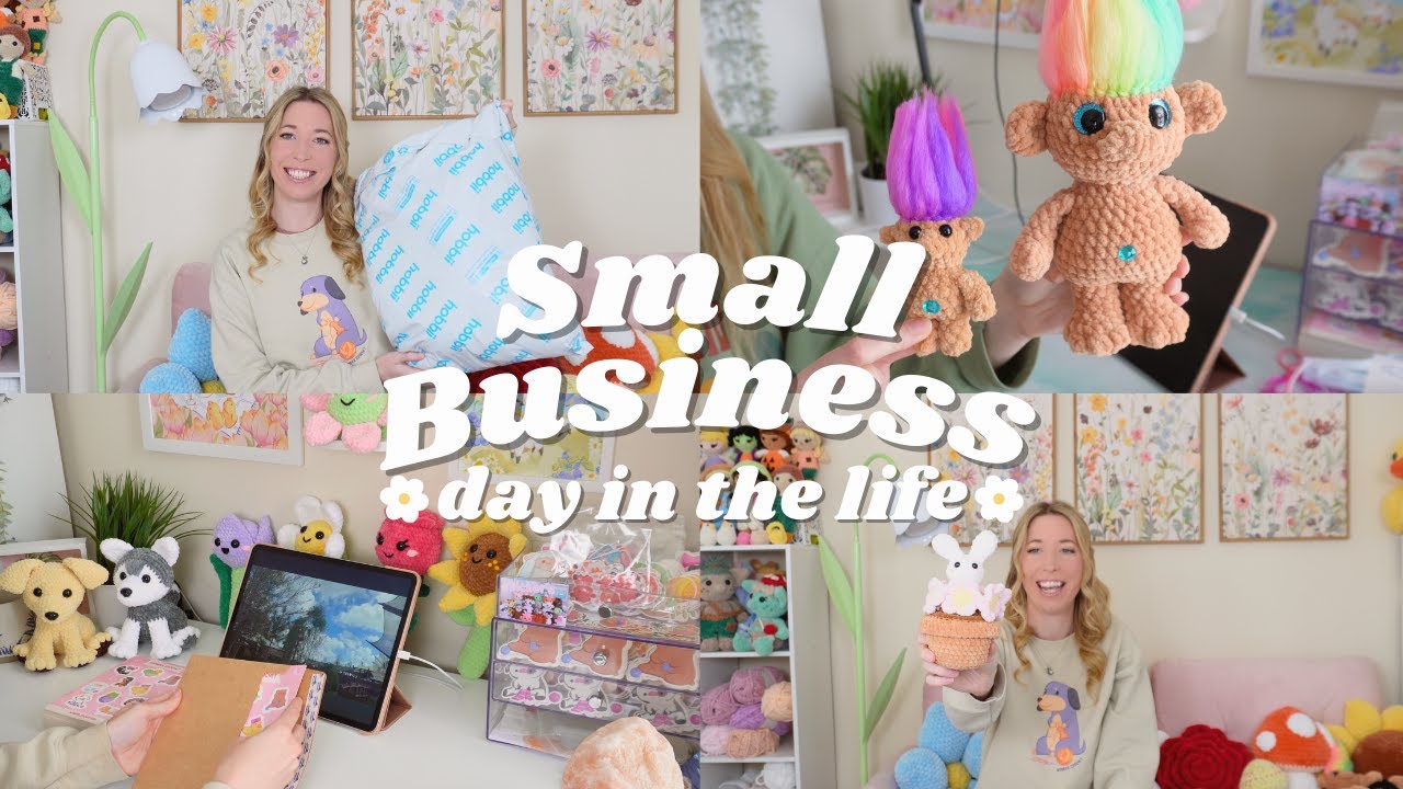 Small Business Day in the Life Vlog | crochet with me, yarn haul, stickers and more!