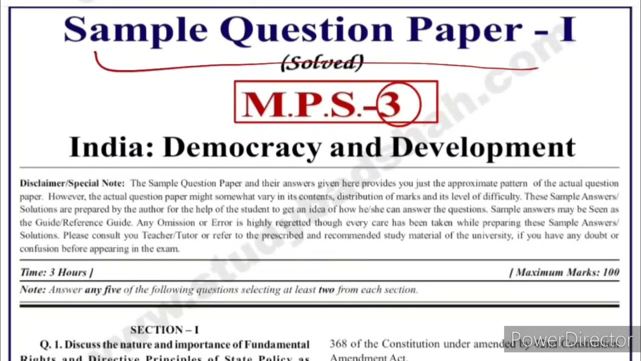 MPS 03 Important Questions | MPS 003 Sample Paper | MPS 03 Important Questions with Answers | MPS 03