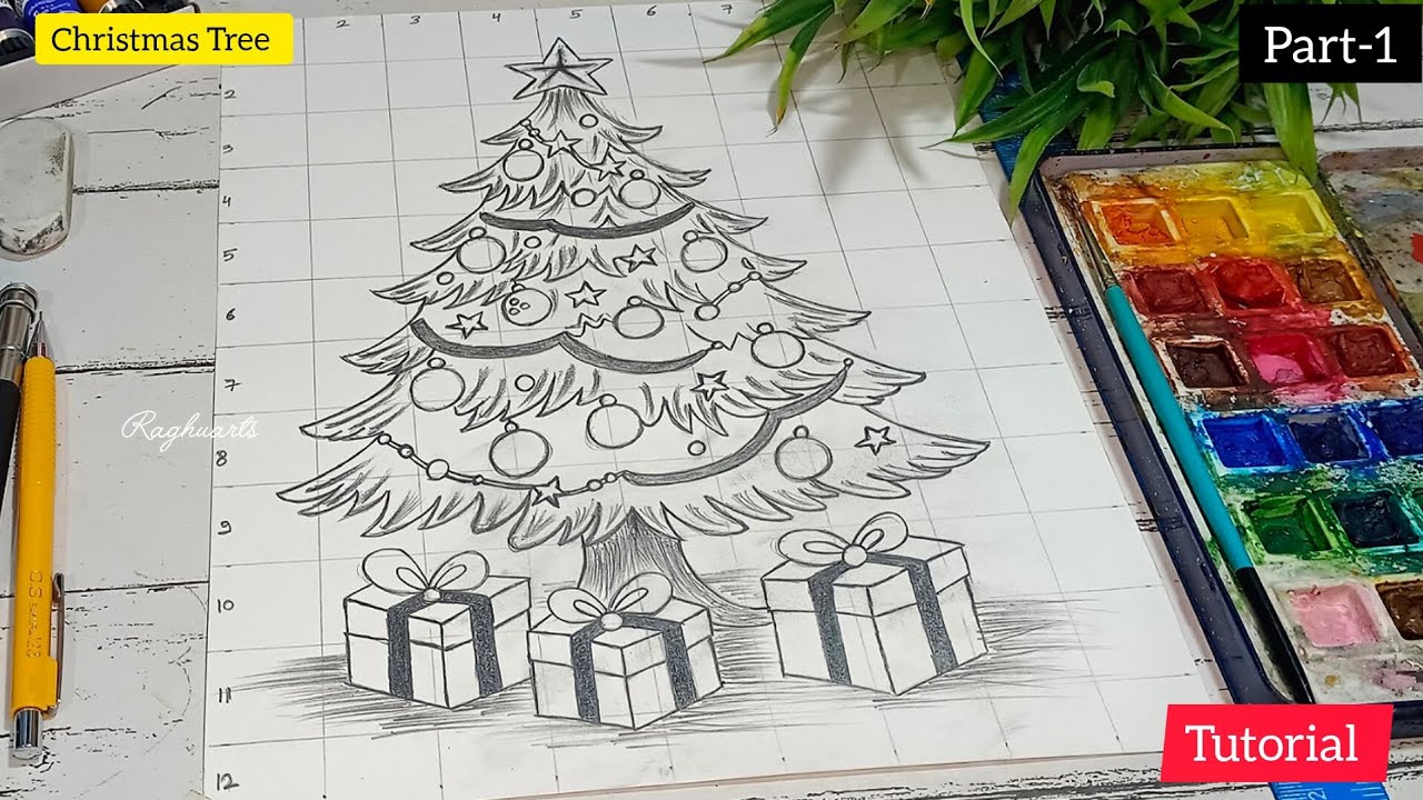 Christmas Tree Drawing| Easy Christmas tree Drawing| Christmas Drawing Easy Steps| Christmas Tree 🎄