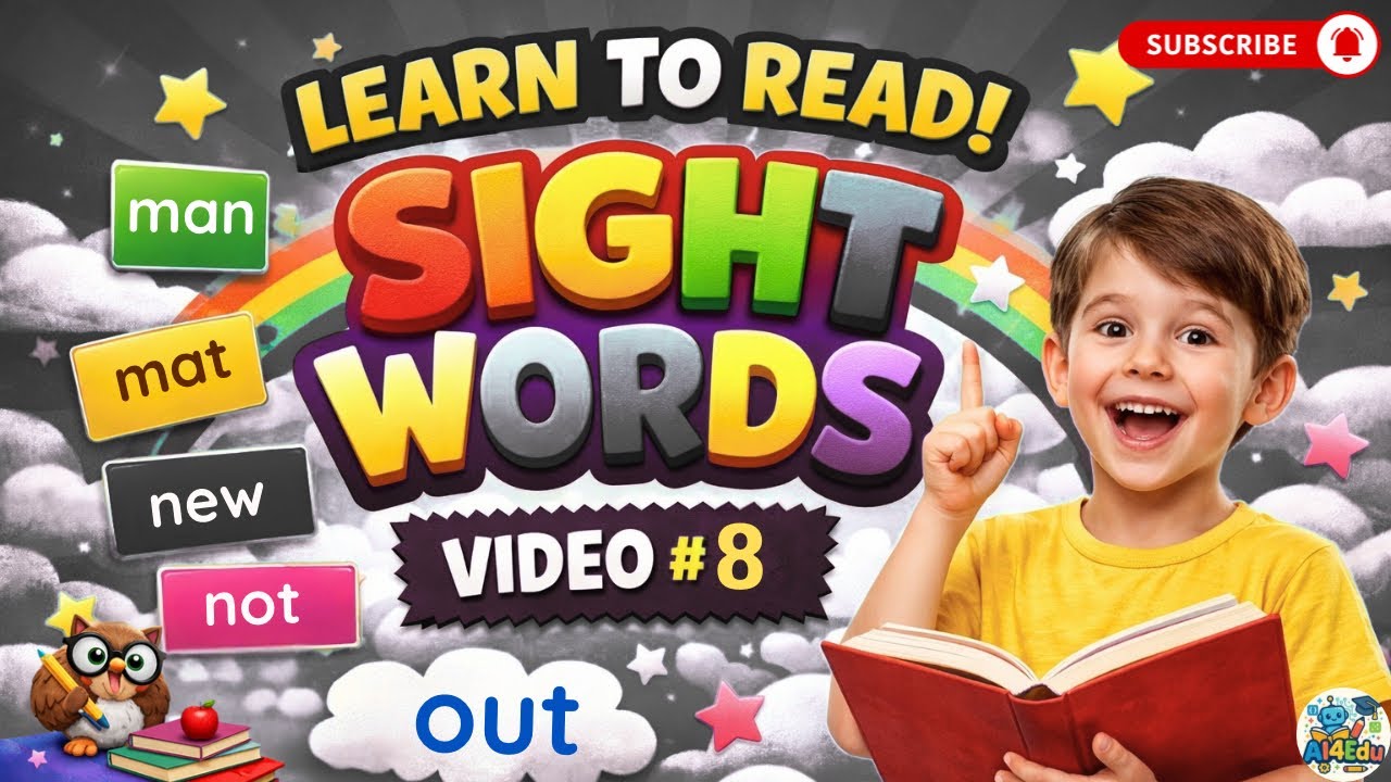 Sight Words for Kids l Group 8 man, mat, men, not, new, net… | Learn English Reading & Phonics 📚