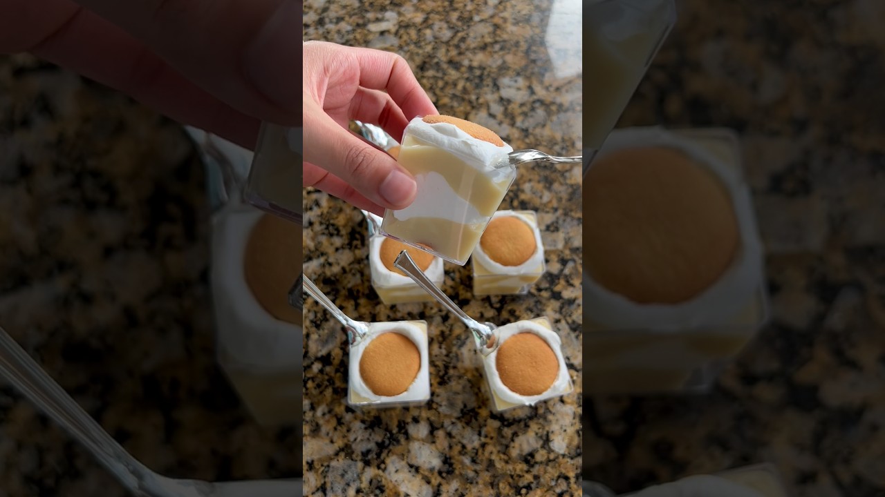 Mini Banana Pudding Cups 🍌⁣⁣#bananapudding #mini #desserts #dessertcups #nillawafers #banana