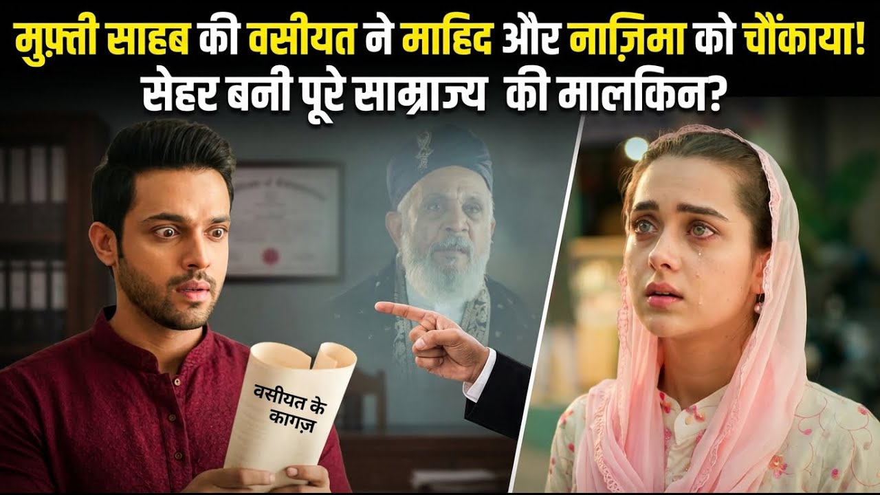 मुफ्ती साहब की वसीयत ने उड़ाए माहिद और नाजिमा के होश! सेहर बनी पूरे साम्राज्य की मालकिन?#drama