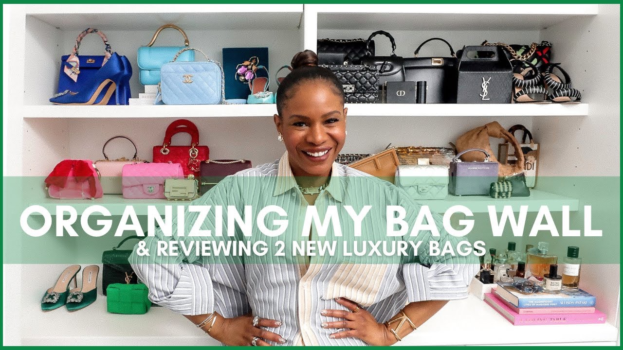 ORGANIZING MY BAG WALL & REVIEWING 2 LUXURY BAGS | AWED BY MONICA