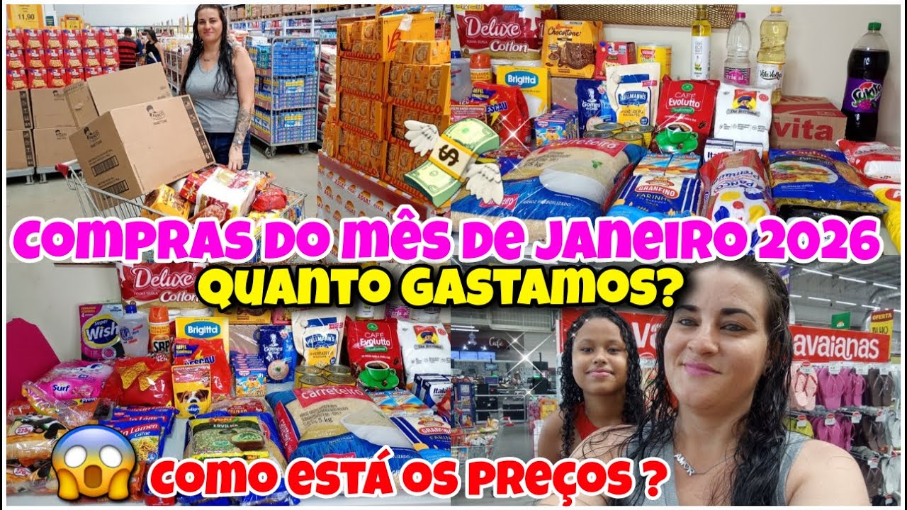 ✅COMPRAS DO MÊS COMPLETA NO Atacadista |PRIMEIRA COMPRA DO ANO DE 2026 quanto Gastamos??
